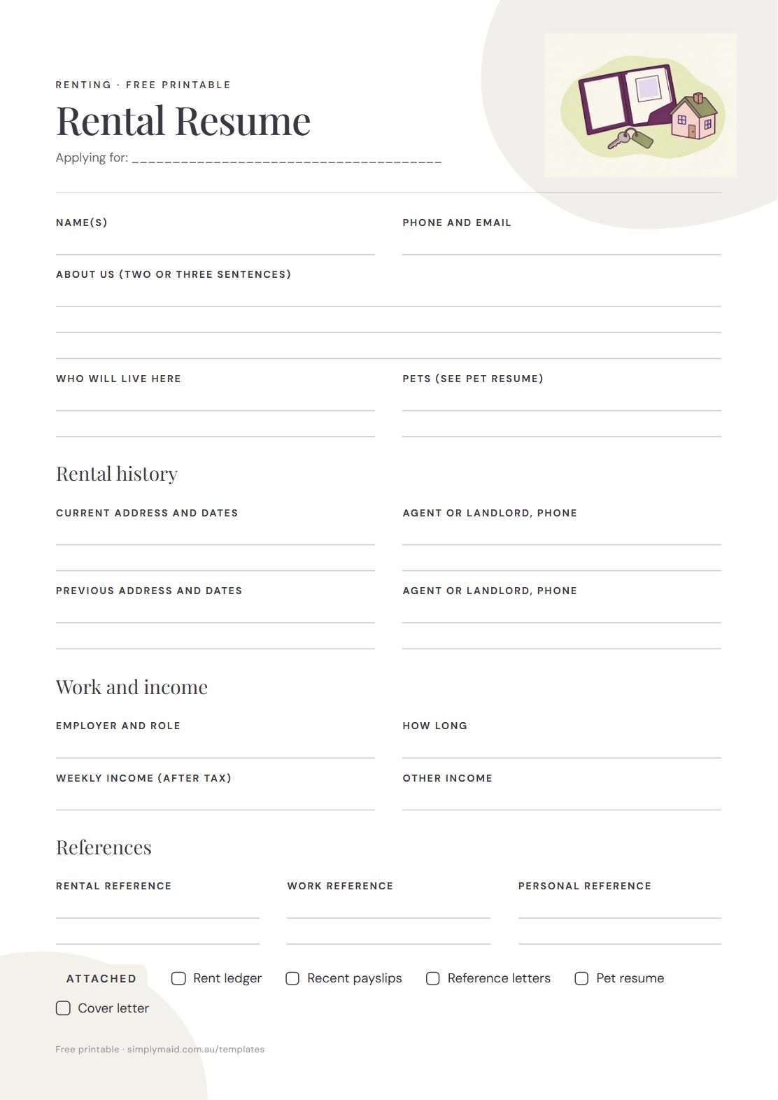 Rental Resume, page 1 of 1 (Neutral)